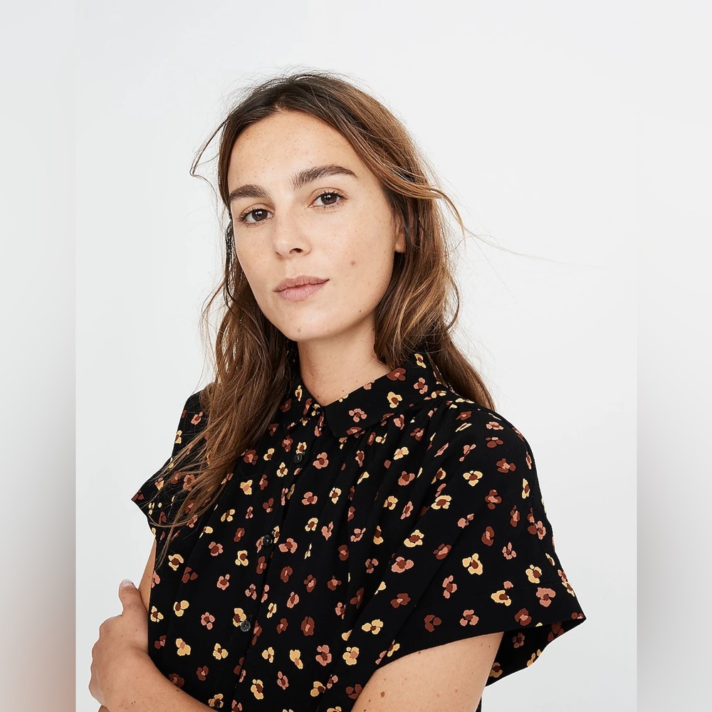 Madewell Central Drapey Shirt in Feline Floral size XXS - Picture 3 of 12